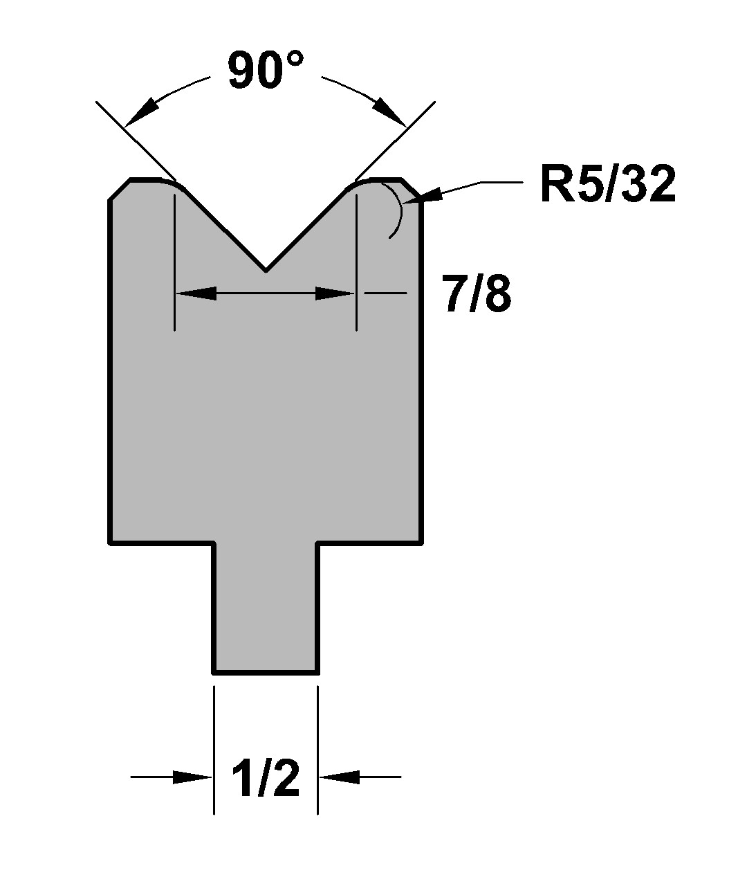 RITEWAY PRESS BRAKE DIE 90 DEGREE 7/8 INCH V OPENING FORMING DIE #32 36 INCH