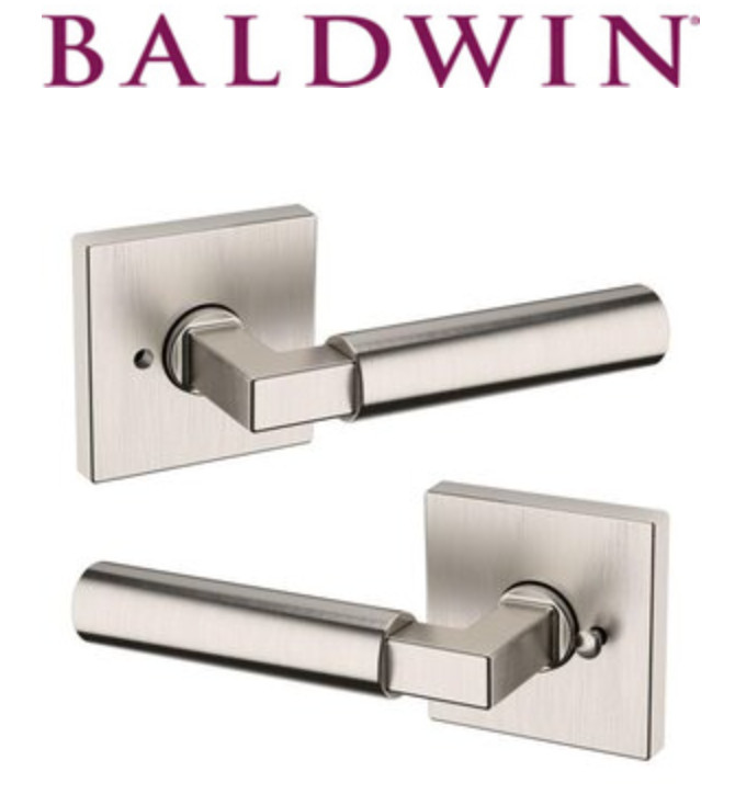 NEW Door Lever-Baldwin L029056PRIV Gramercy Privacy Set-Satin Nickel Finish