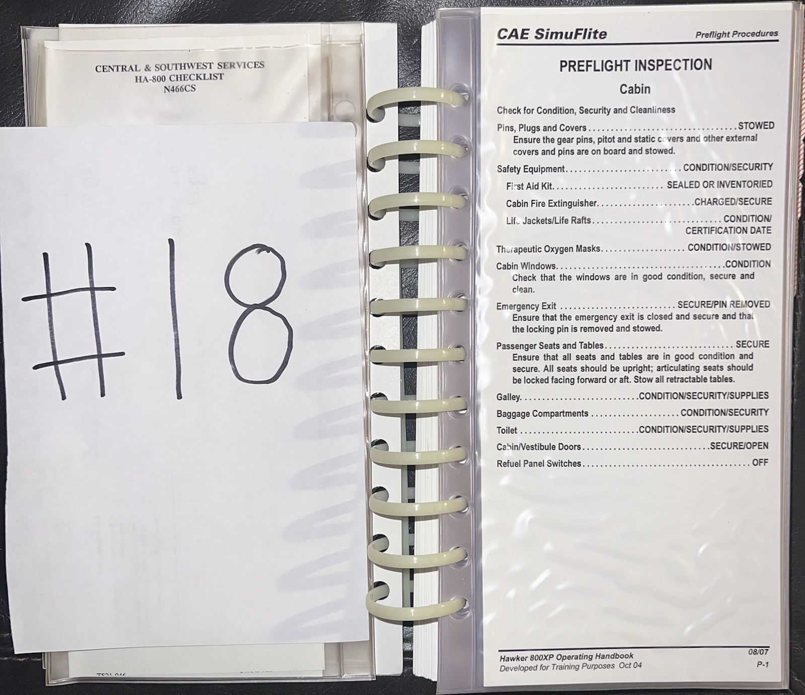CAE SimuFlite Hawker 800 XP Operating Handbook