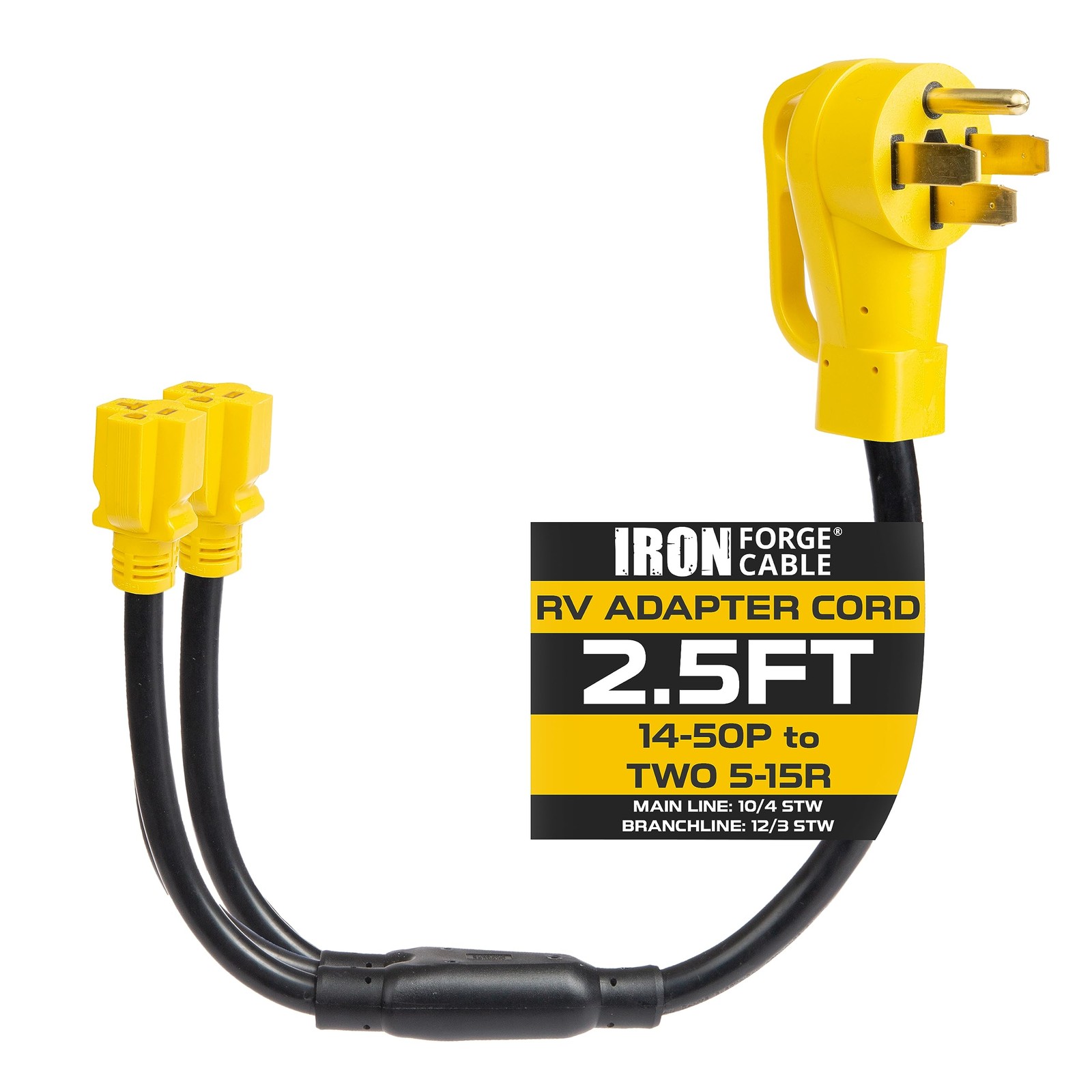Iron Forge Cable 50 Amp-15 Amp RV Y Adapter Power Cord-10/3 STW- Yellow