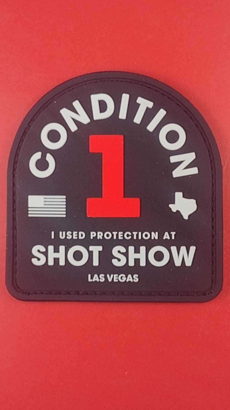 CONDITION 1 "I USED PROTECTION AT SHOT SHOW LAS VEGAS" 2026 PVC H&L patch NEW 2A