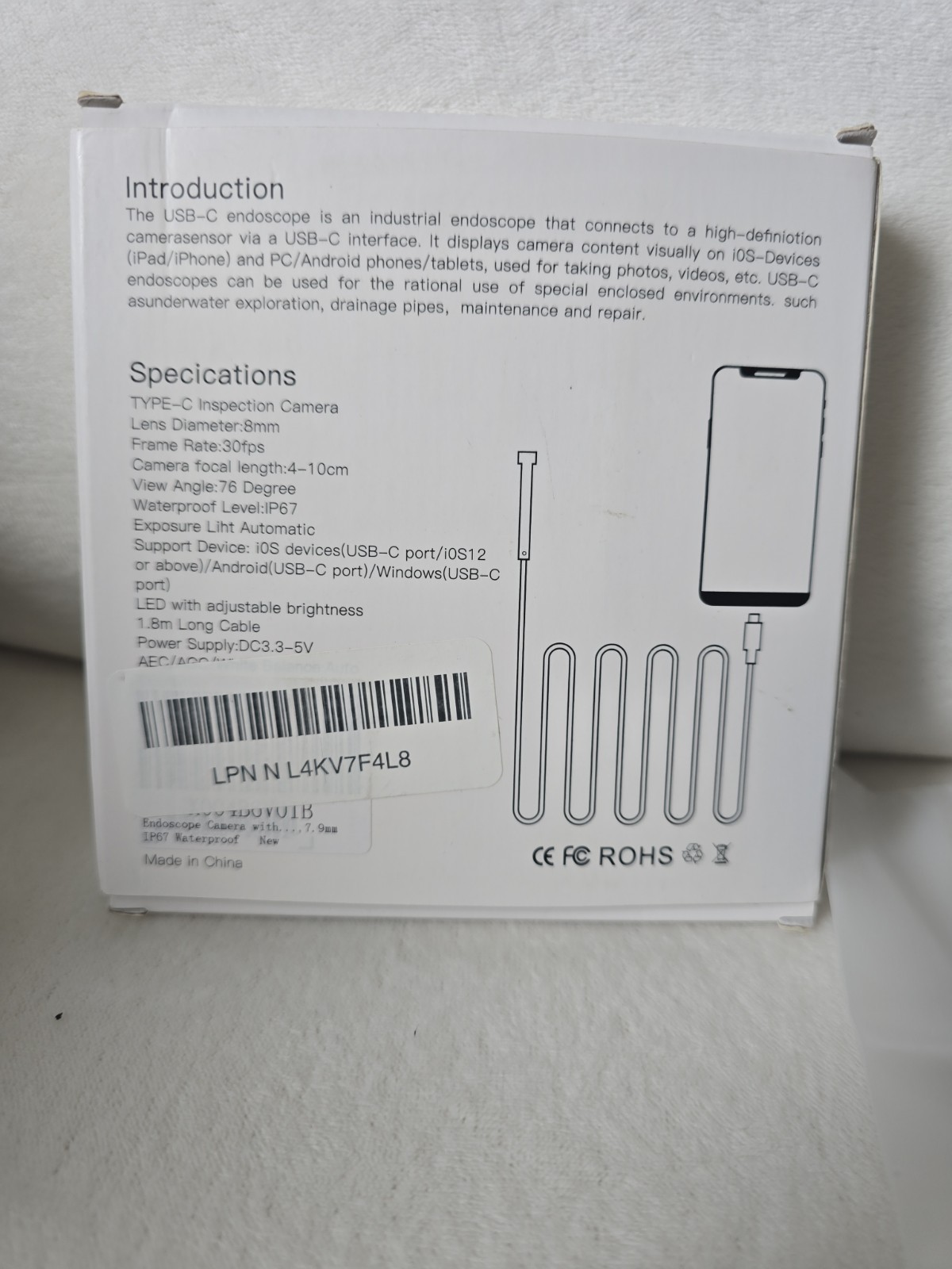 USB-C Endoscope Camera for iPhone 15/16, iPad & Android HD Inspection Borescope