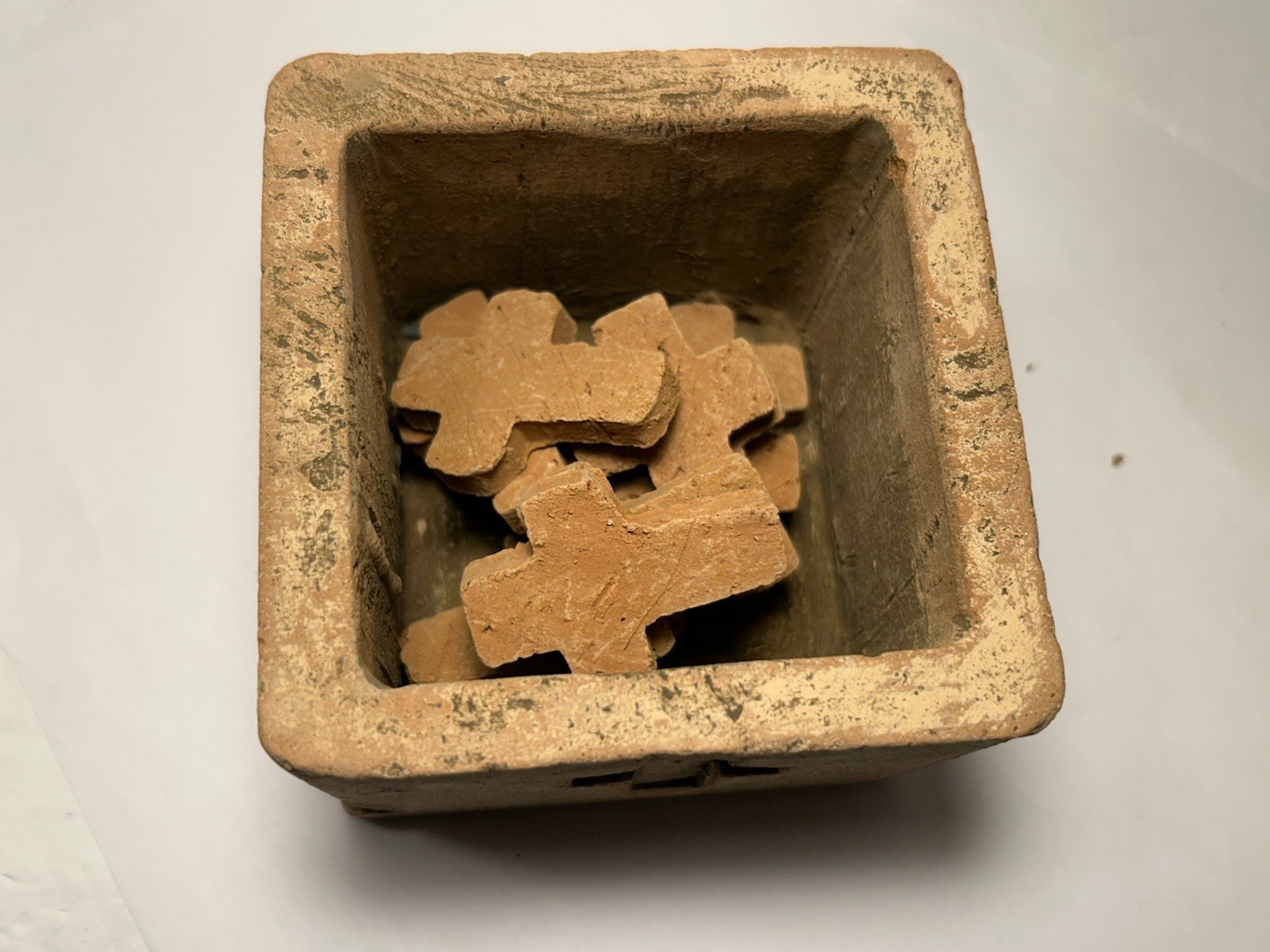 Blessing Box Clay With 11 Crosses 4”