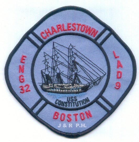 Boston Engine-32 / Ladder-9  "U.S.S. Constitution", MA (5" x 5" size) fire patch