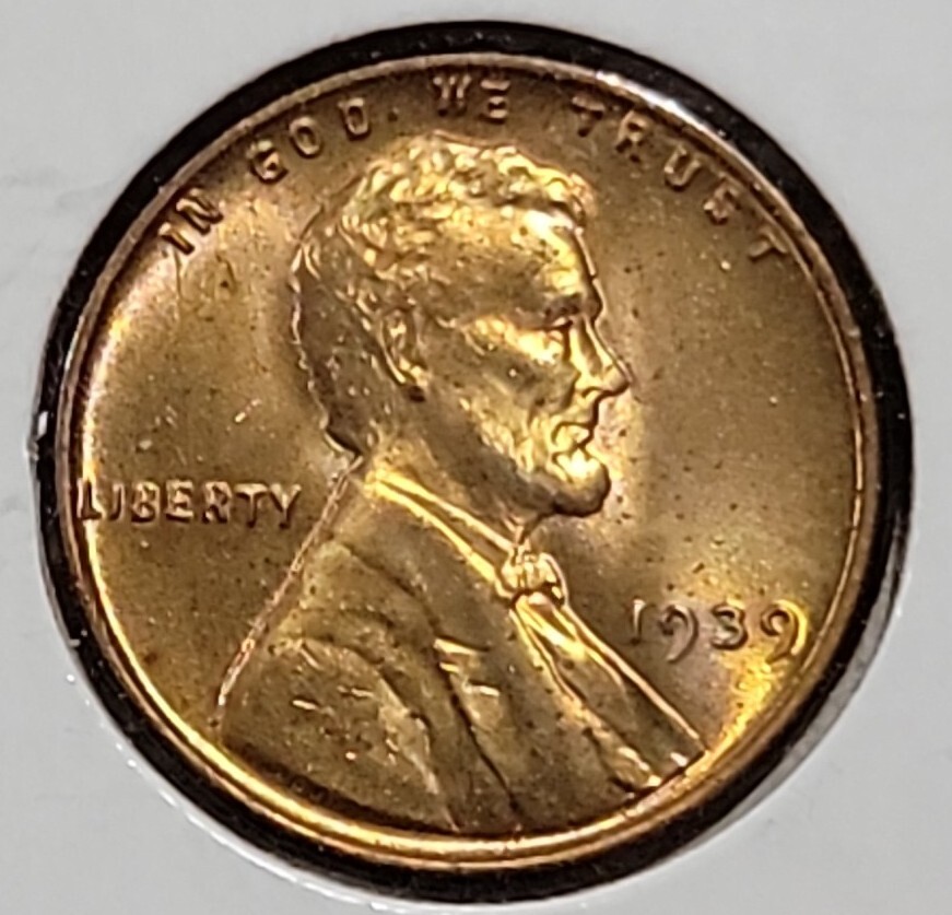 1939 Wheat Cent Penny Uncirculated Reverse Die Break - 5041