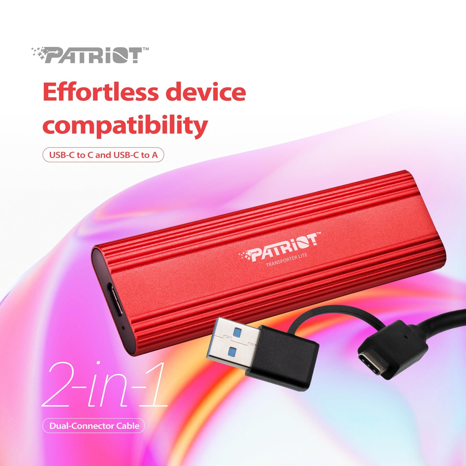 Patriot Transporter Lite 512GB Type-C USB 3.2 Gen 2 External Portable SSD - E...