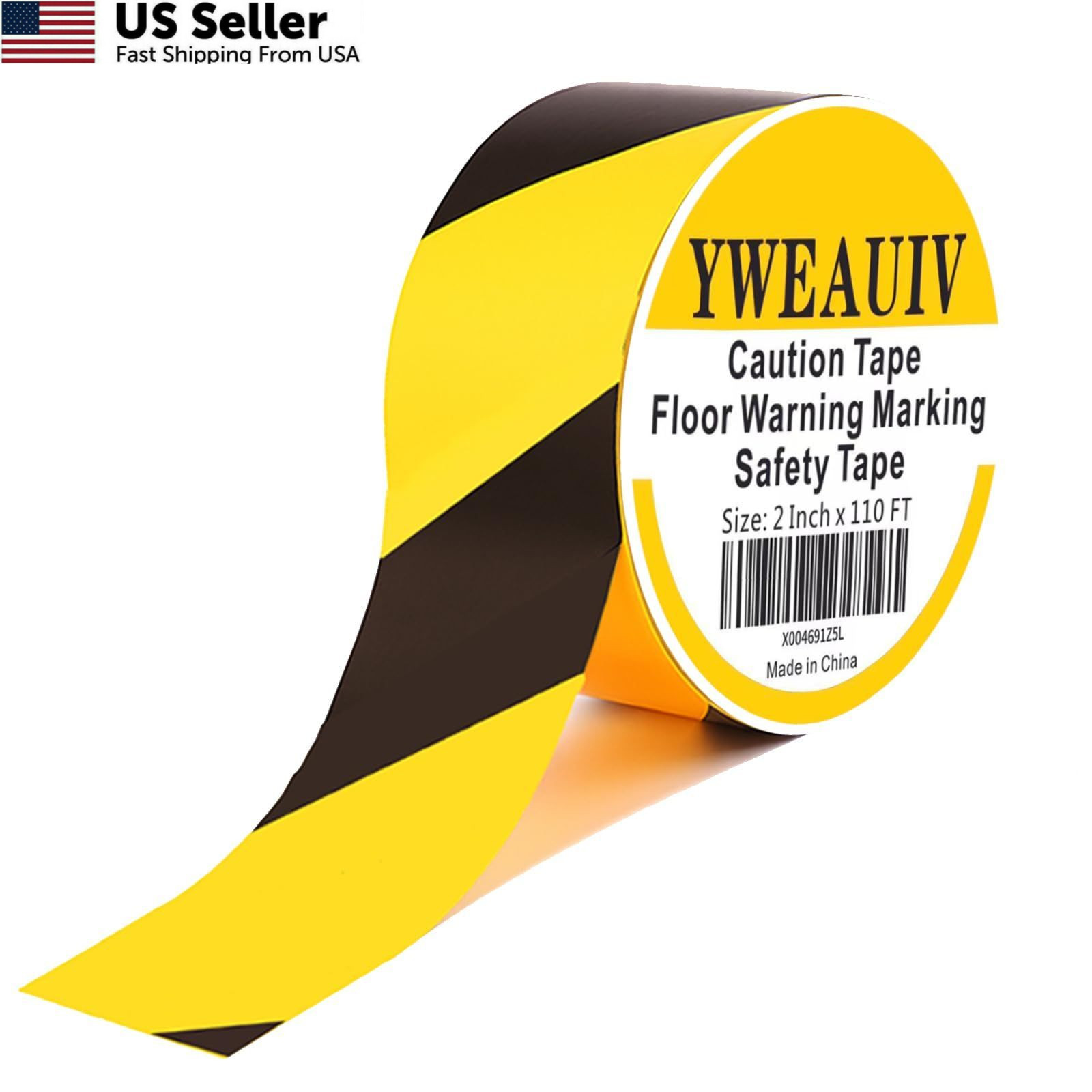 2 Inch x 110 FT Black & Yellow Floor Marking Hazard Warning Safety Tape FROM USA