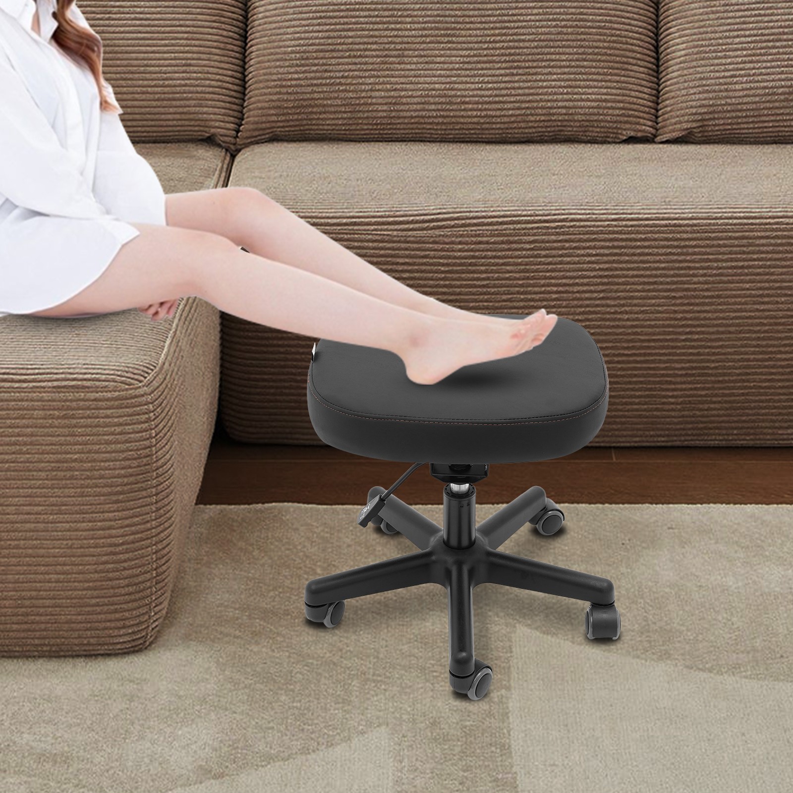 Adjustable Height And Tilt Angle Footrest Stool Ergonomic Foot Stool With Wheels