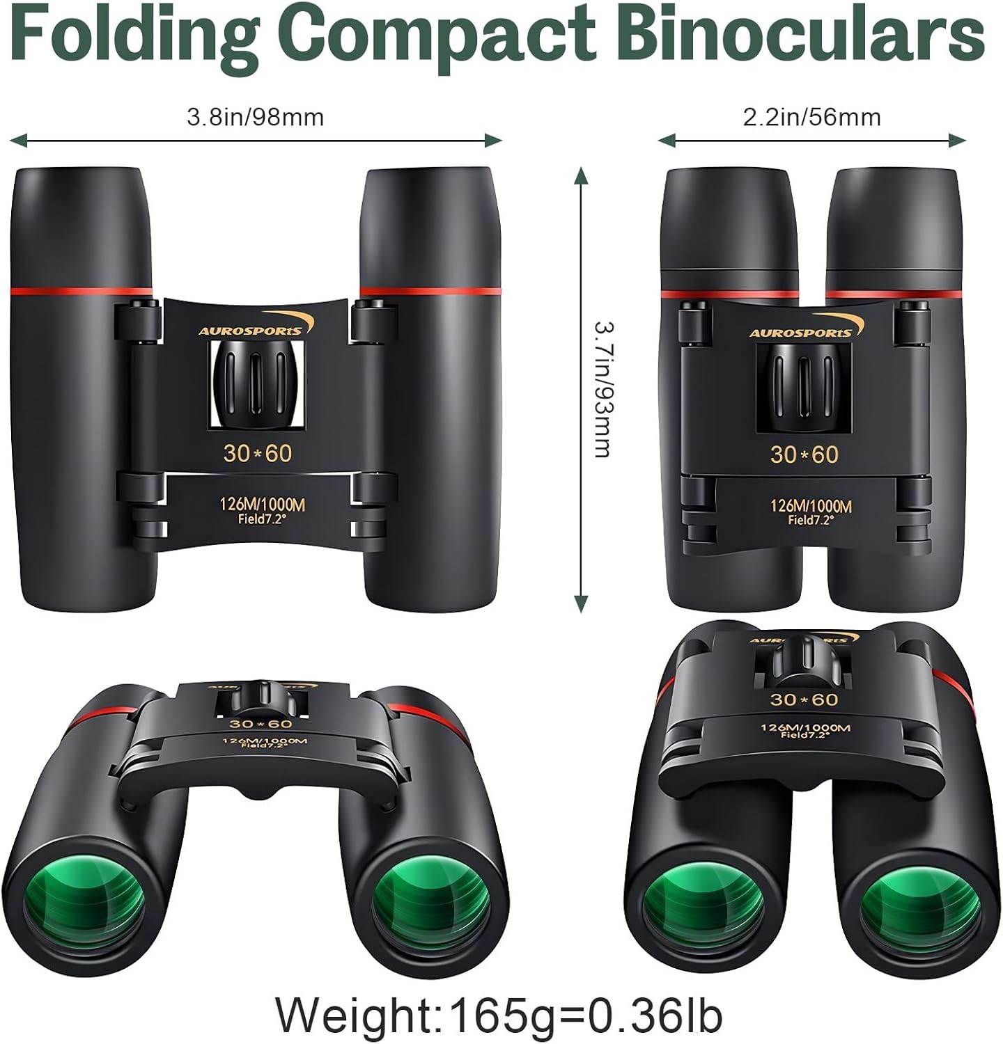 30X60 High Power Compact Binoculars - Lightweight & Waterproof for Travel