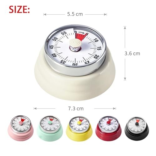 Mechanical Kitchen Timer, Eco-Friendly No Batteries Needed Magnetic 60 Red