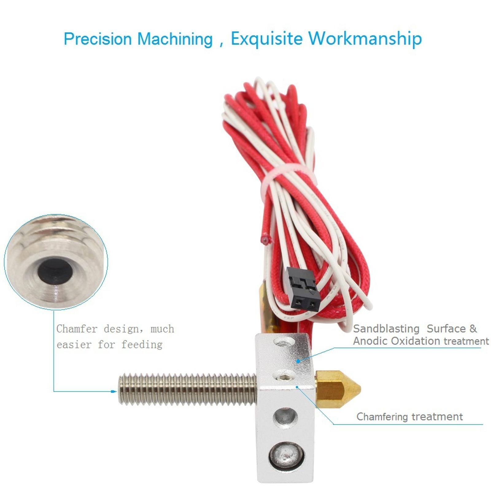 3D Printer MK8 Assembled Extruder Hotend Kit 1.75 to 0.4mm Nozzle Heating Block