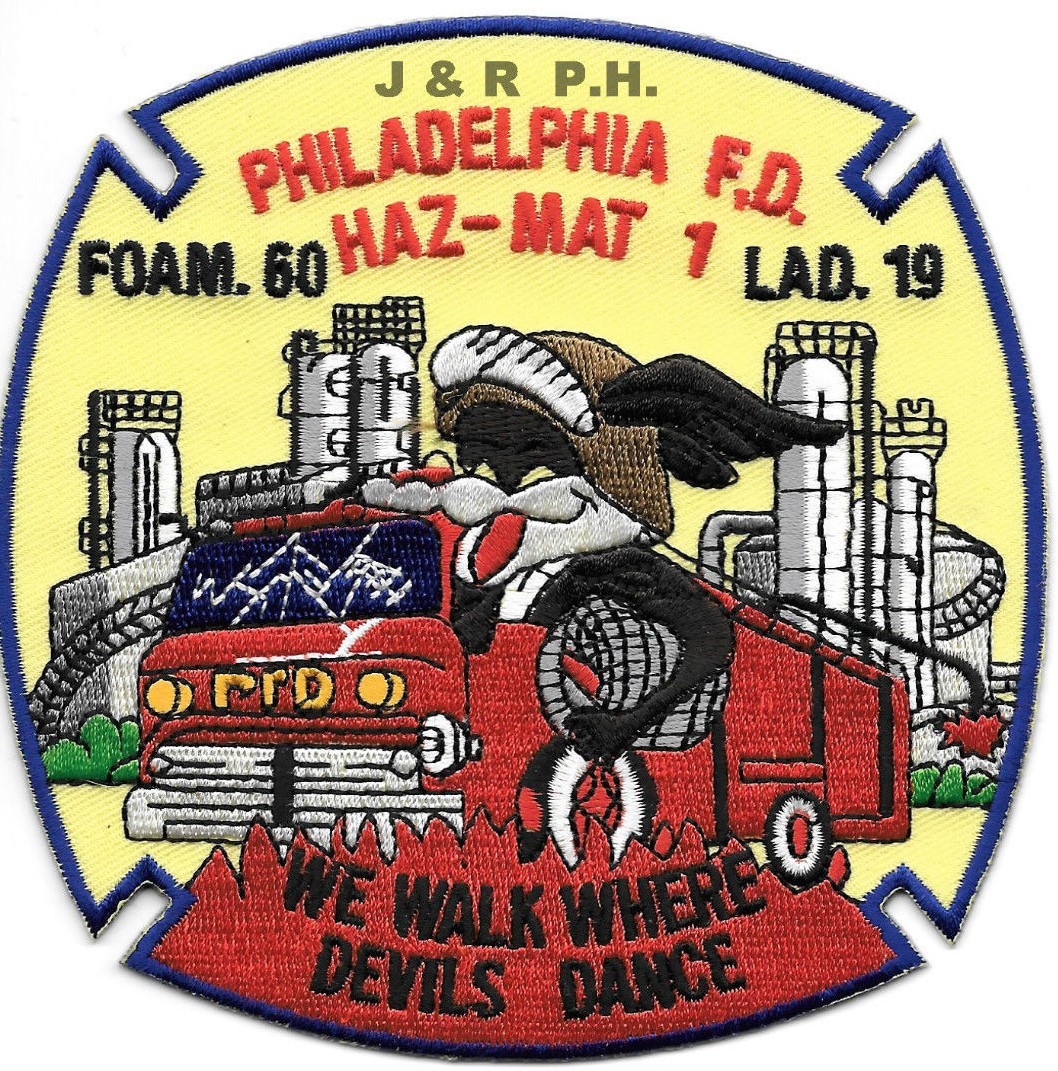 Philadelphia  Foam-60 / Laddder-19 / HazMat-1, PA  (4.5" x 4.5" size) fire patch