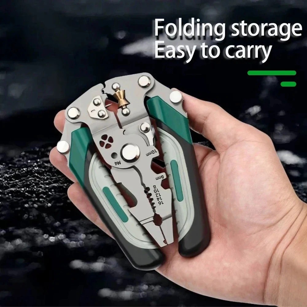 Foldable Multifunctional Wire Stripper, Crimper Cable Cutter Pliers