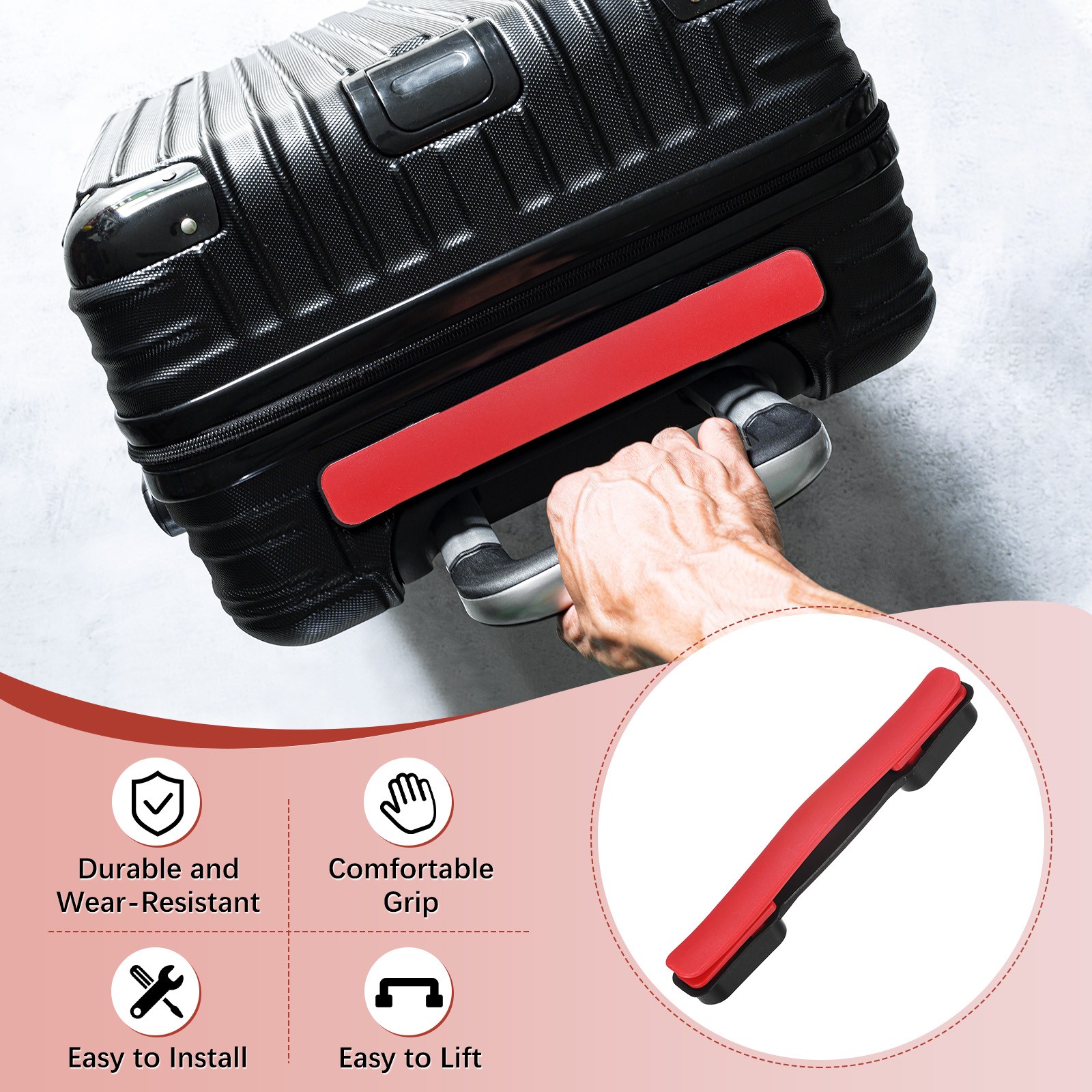 1PCS Luggage Replacement Handle for Suitcase - [Bright Red-8.5IN]