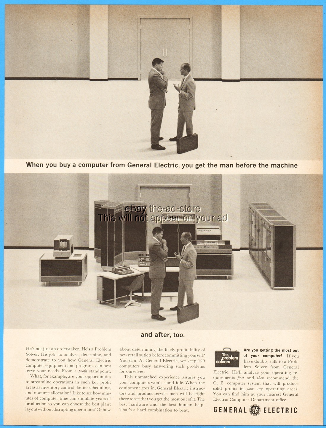 1964 General Electric GE Mainframe Computer System Detroit MI Vintage Photo Ad