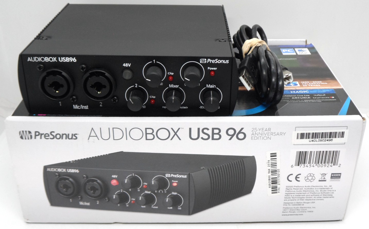 PreSonus AUDIOBOX 2-Channel MIDI Recording Interface USB96 Tested Working