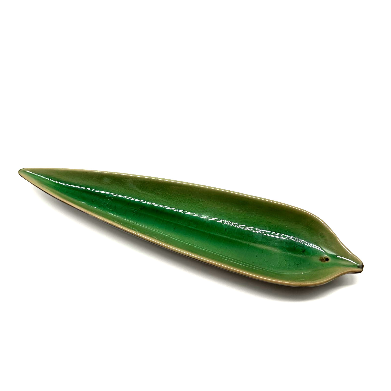 Green Leaf Ceramic Incense Holder or Olive Appetizer Plate