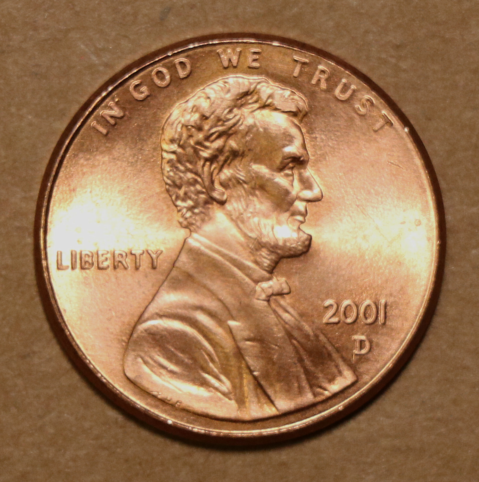 2001 D Lincoln Memorial Cents BU