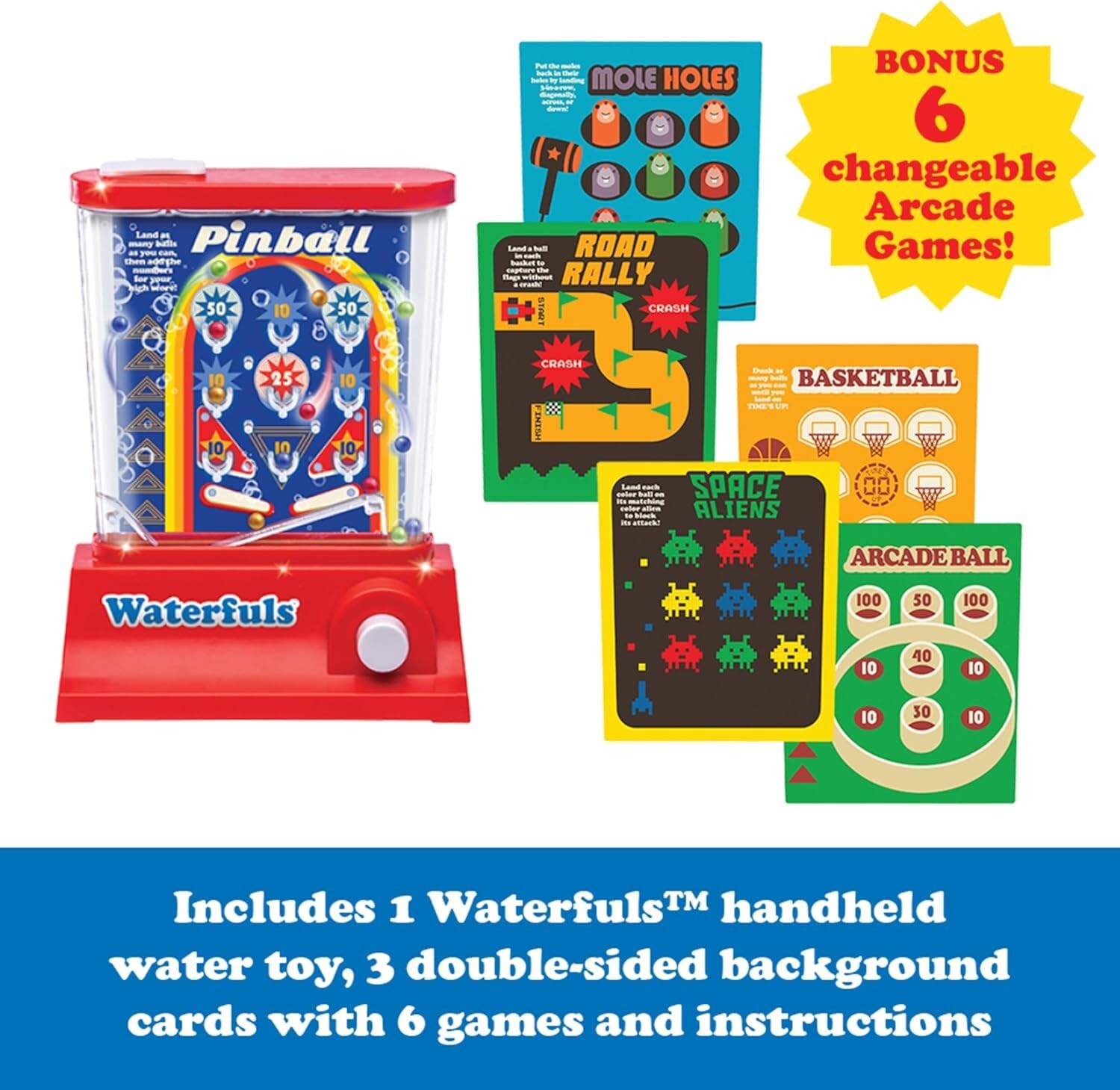 Original Waterfuls Classic Handheld Water Game - 6 Interchangeable Back Panels