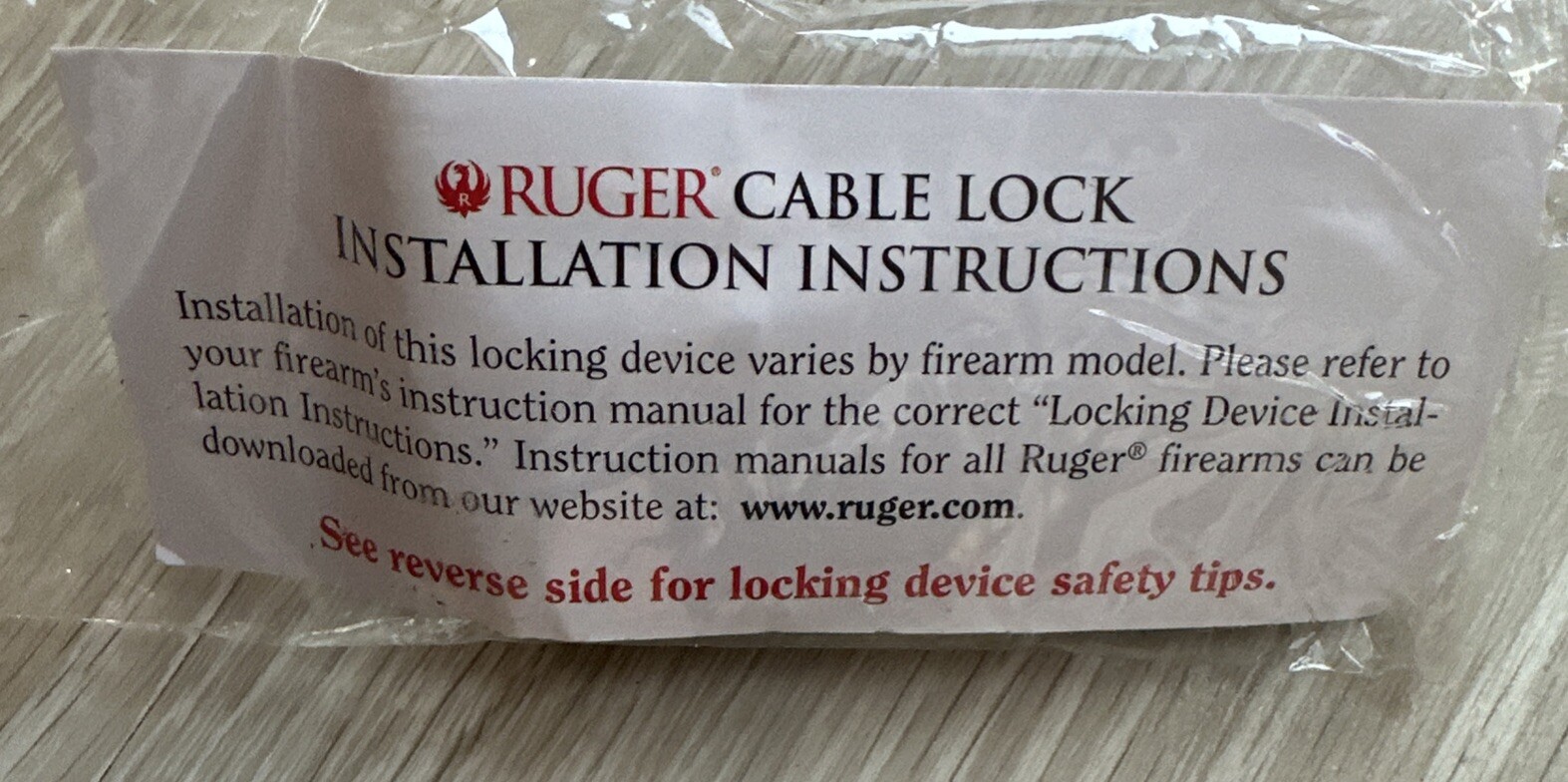 Ruger Black Cable Gun Lock W/ Instructions & 2 Keys NEW