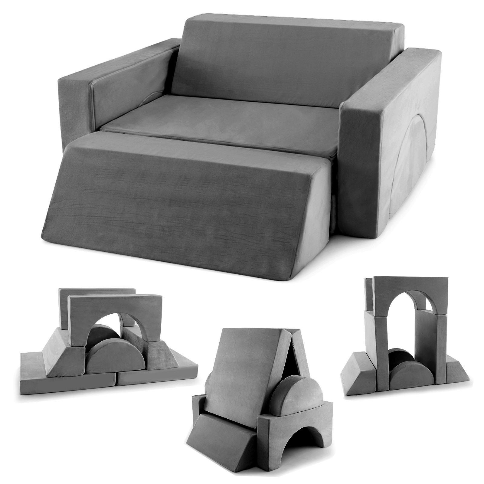 Indoor Kids Modular Play Sofa 8 PCS w/ Detachable Cover for Playroom & Bedroom