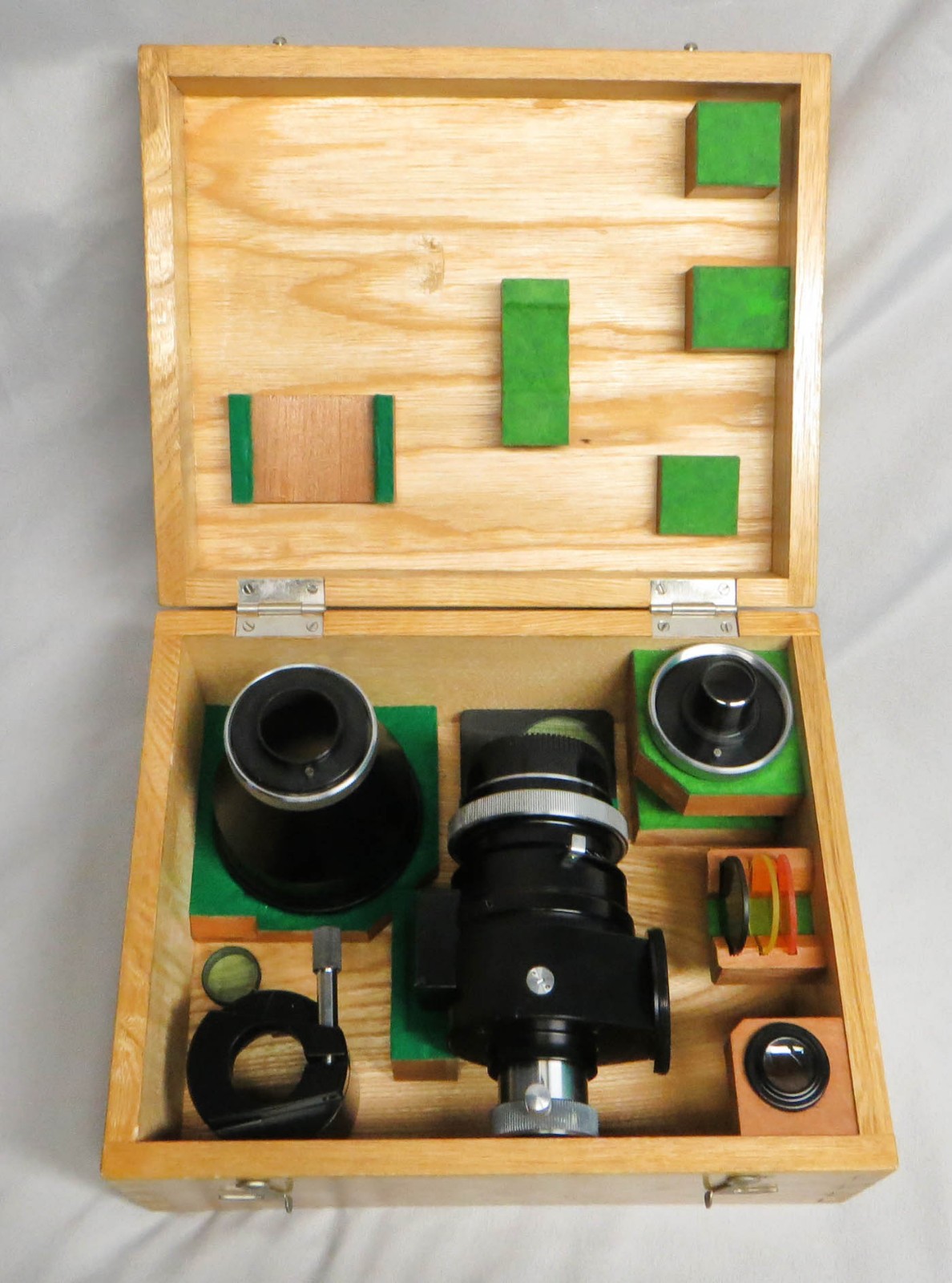 Nikon Microflex Photomicrography System All Attachments, Filters in Wood Case