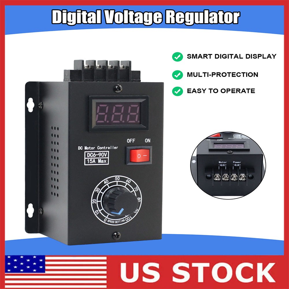 DC Motor Speed Regulator DC 6V-90V 15A PWM Digital Controller Switch LED Display