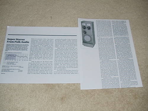Polk SDA-2 Speaker Review, 1984, 2 pgs, Rare Info!
