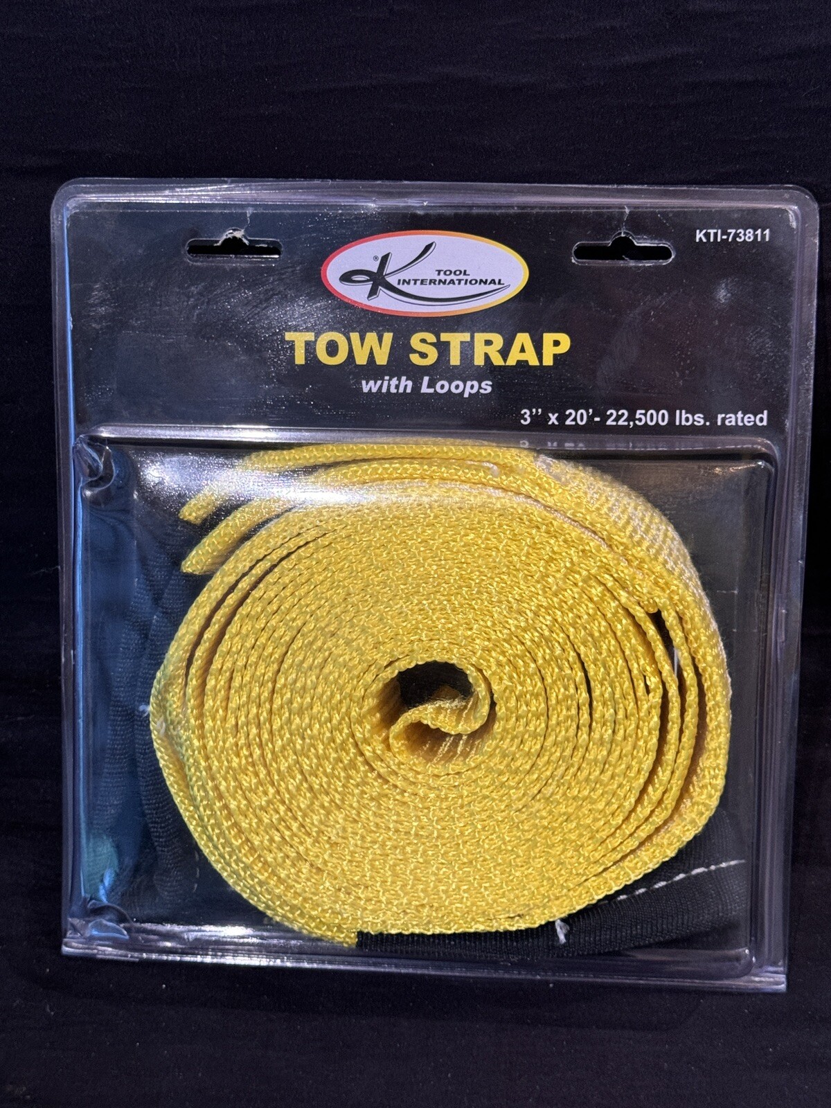 K-Tool 73811 3" x 20' Heavy-Duty Tow Strap 22,500lb Capacity