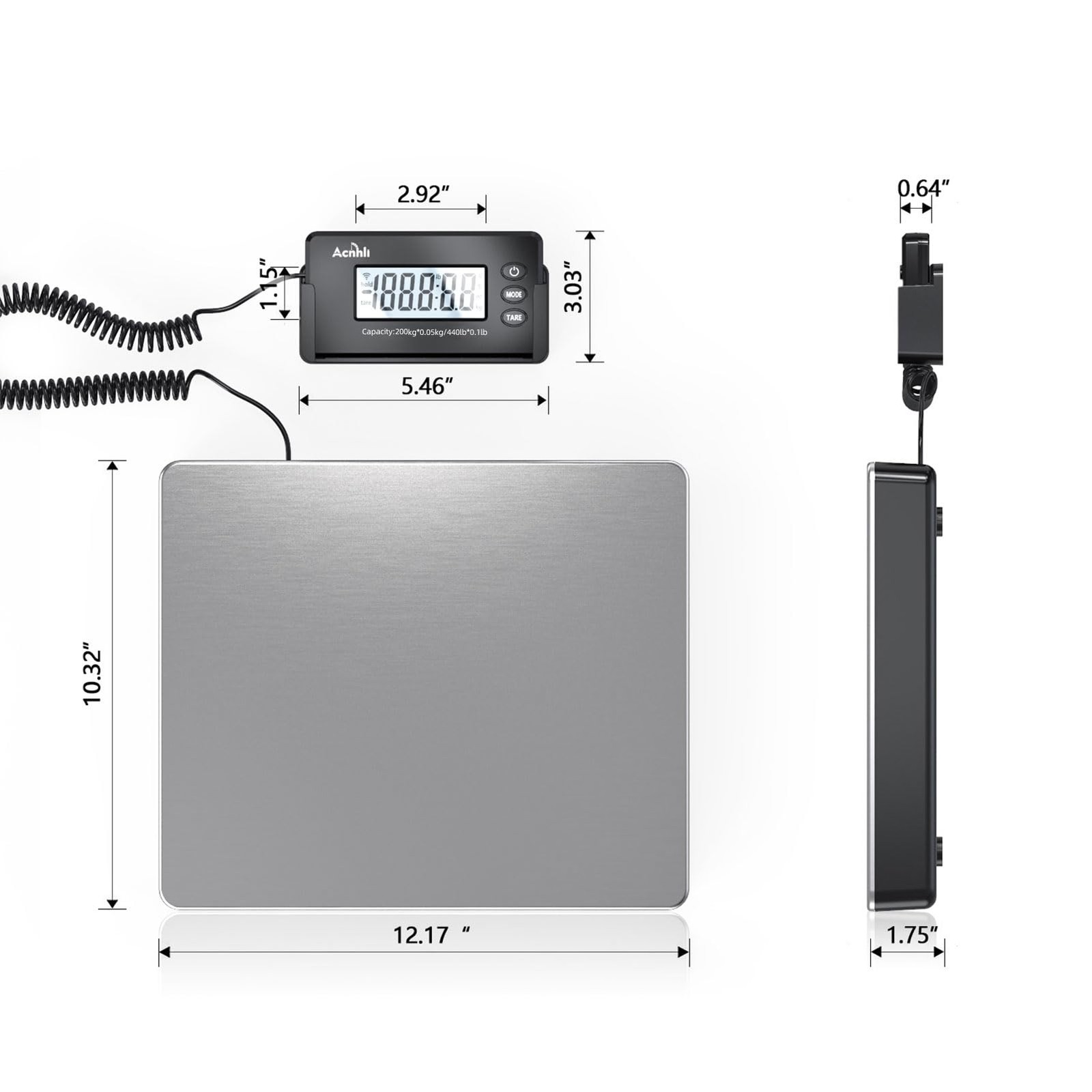 Shipping Scale for Package,440 LBS High Precision Wall Mounted Postal Scale,D...
