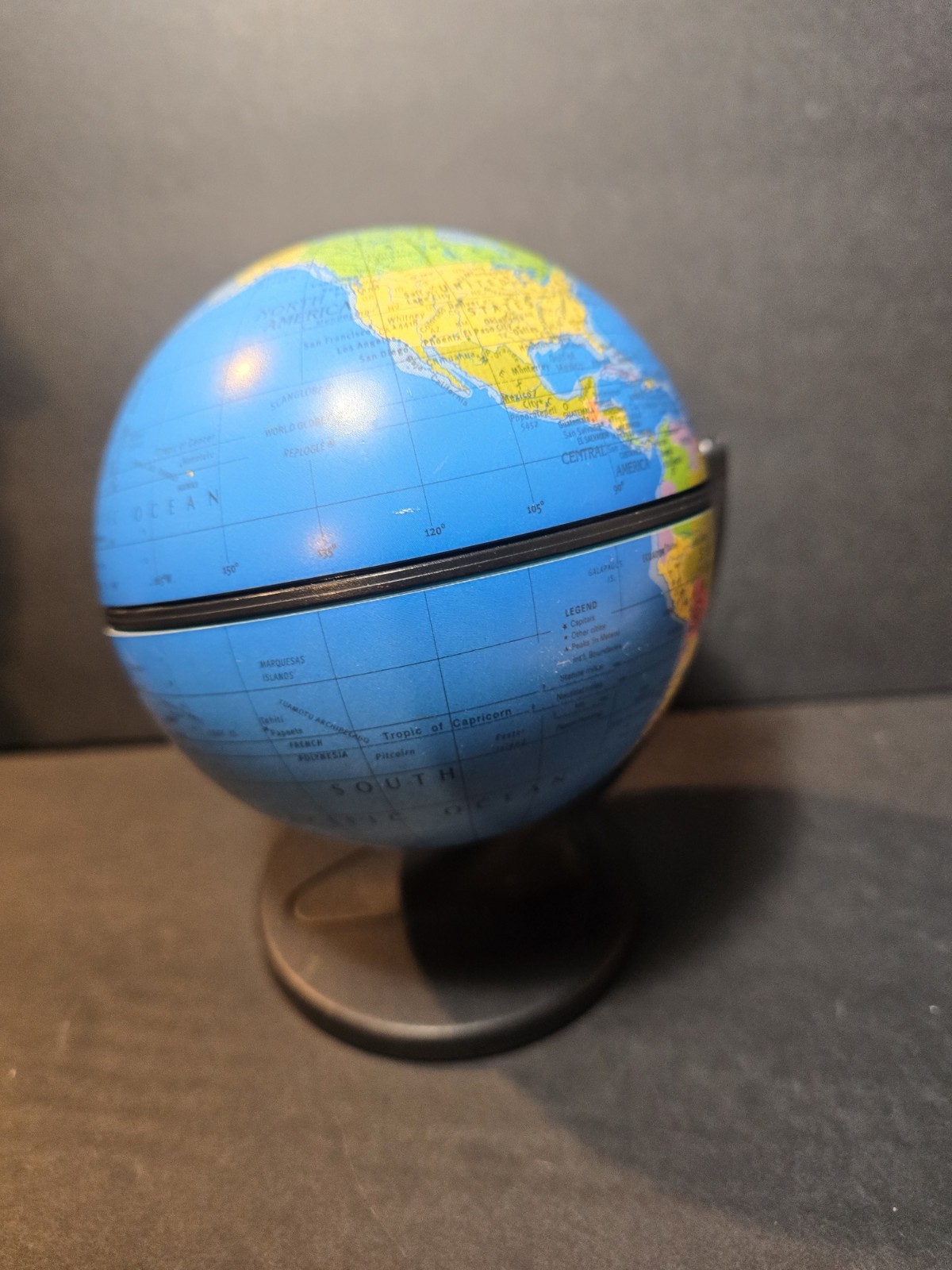 Vintage 2001 Replogle Desk Mini Globe Educational Dual Direction Spin 6" DE05
