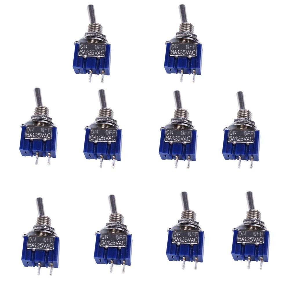 100pcs ON-OFF 2 Position 6A 250V AC Mini Toggle Switch MTS-101 2 Pin SPST Switch