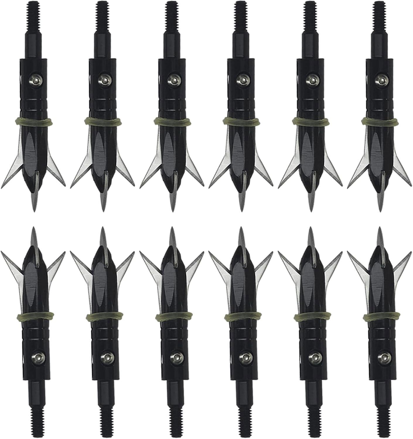12Pcs Hunting Broadheads 100 Grain Archery Broadheads New Stell Broadheads Black