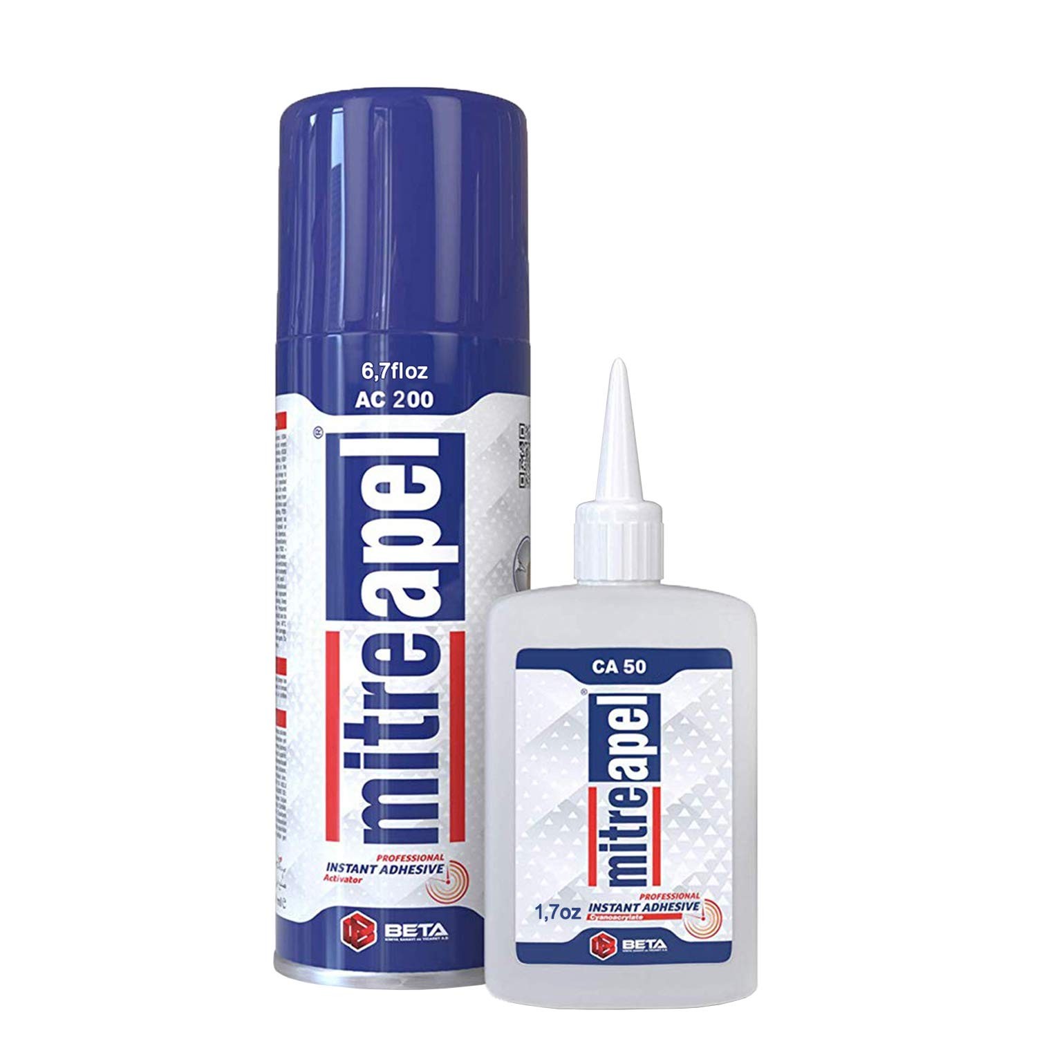 MITREAPEL Super CA Glue (1.7 oz.) with Spray Adhesive Activator (6.7 fl oz.) ...