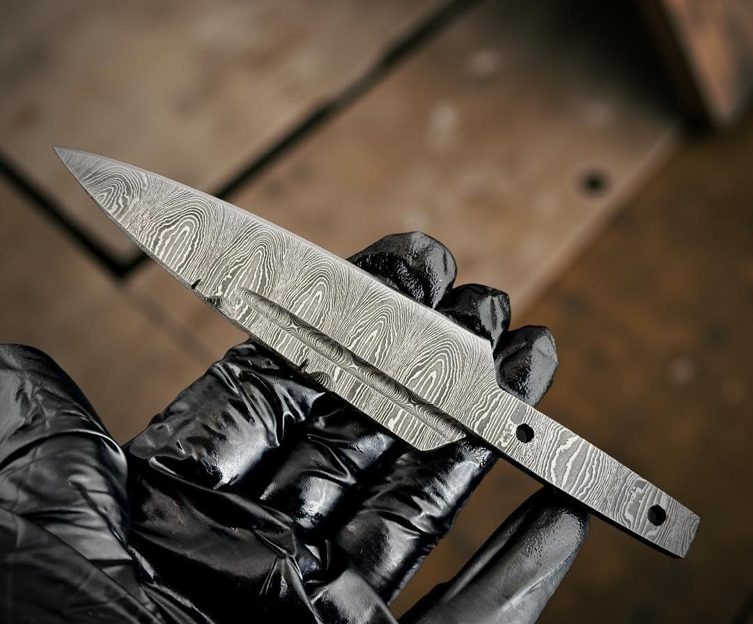 Jayger Handmade Damascus Steel Sgian Dubh Blank Blade – Heat Treated & Sharp ...