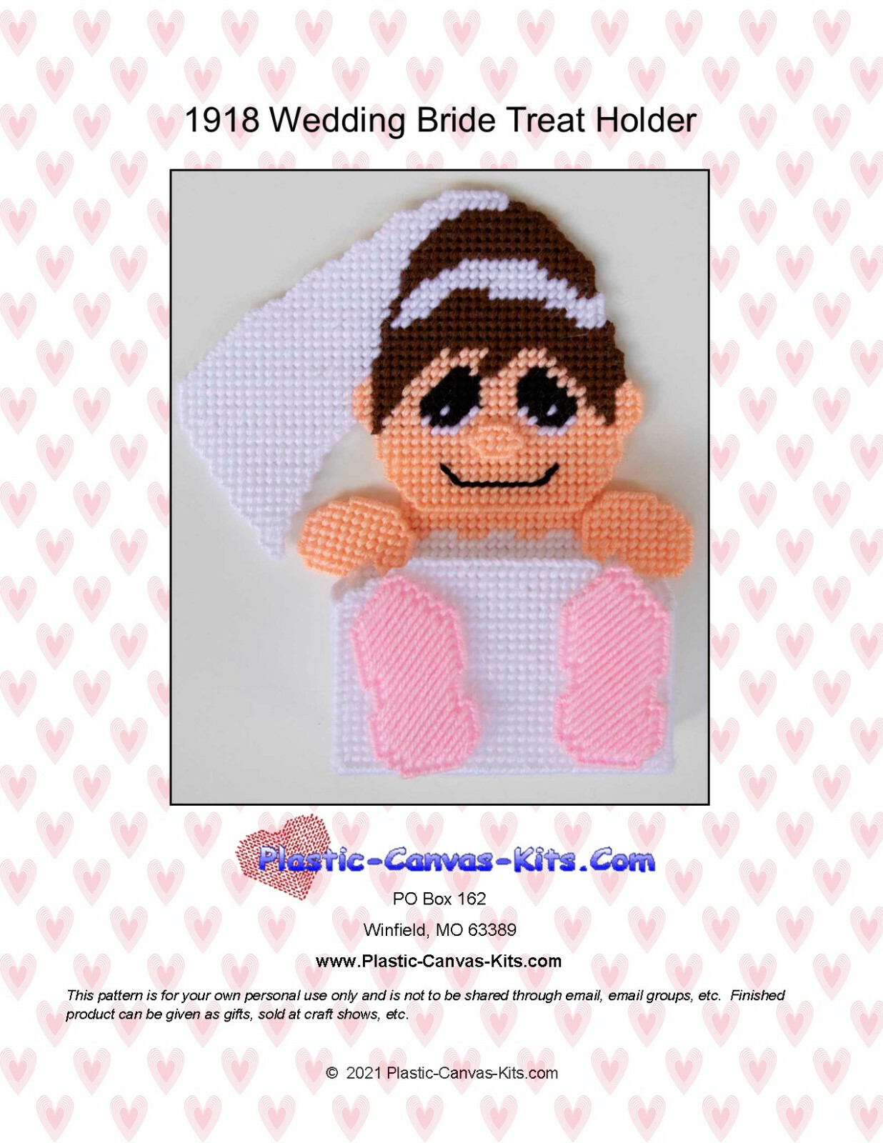 Wedding Bride Treat Holder-Plastic Canvas Pattern or Kit
