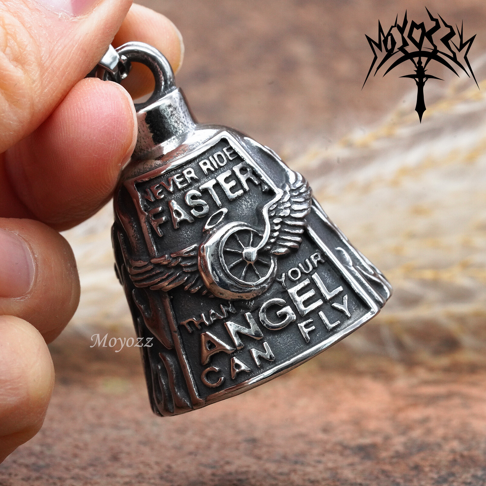 Motorcycle Bike Bell Angel Wing Wheel Never Ride Faster Than Your Angel Can Fly