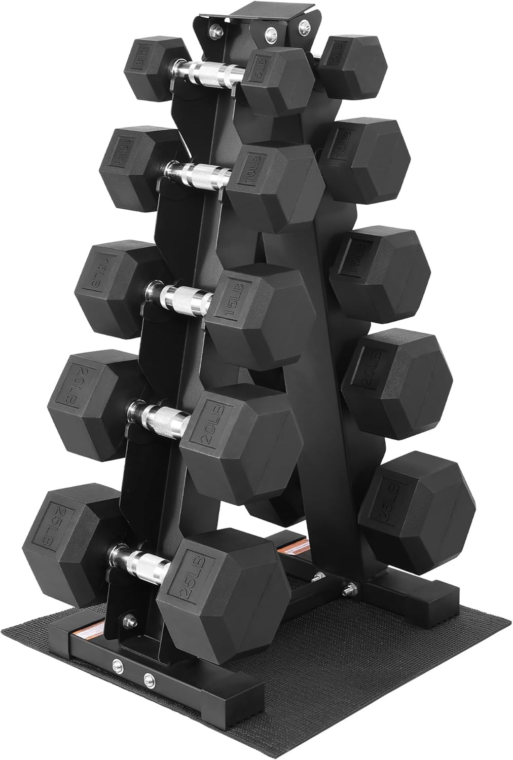 Rubber Coated Hex Dumbbell Set with Storage Rack, 100/150/200/550 LB Hand Weight