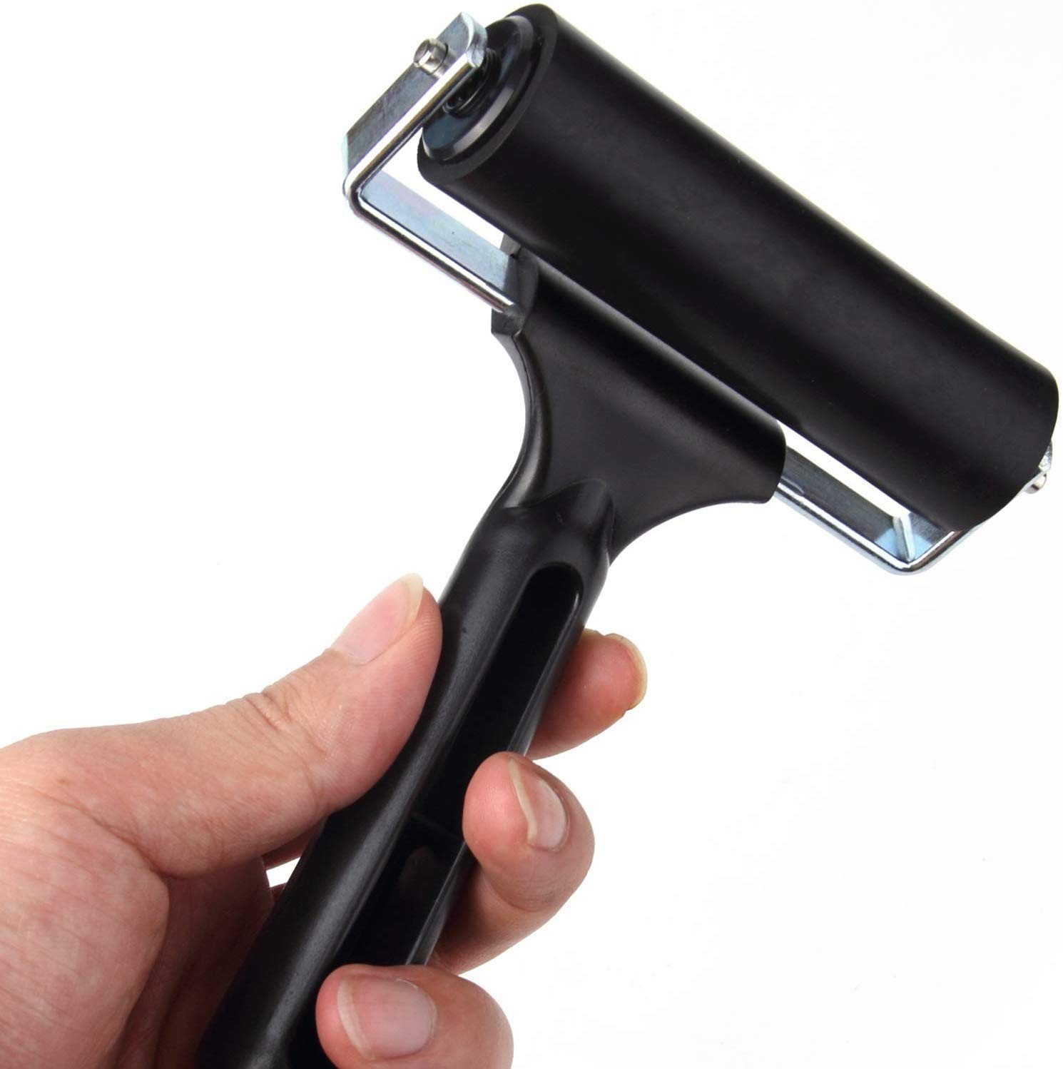 Compact 4-Inch Rubber Printmaking Brayer Roller - Smooth Application Guaranteed