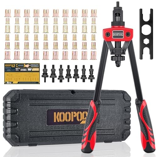 Rivet Nut Tool Kit, Heavy-Duty Rivnut/Nutsert Tool with 7 Mandrels (M6, 14"