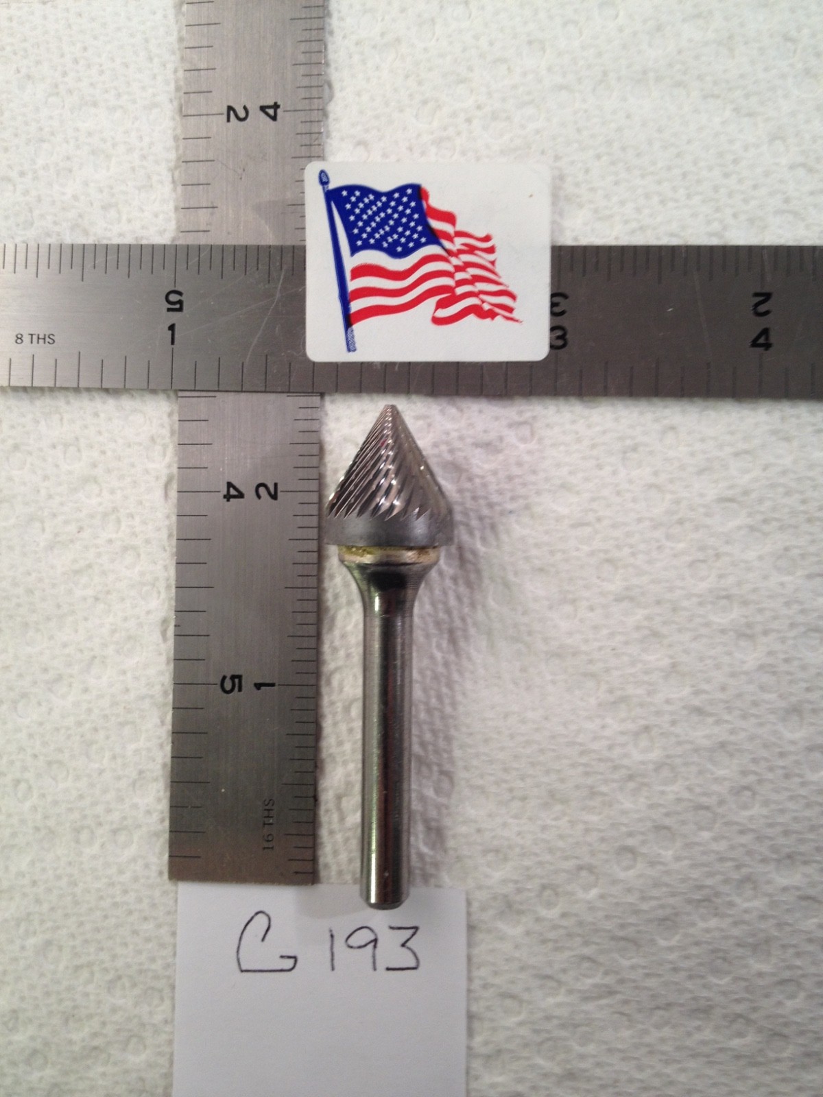 1 NEW FALCON / SGS 1/4" SHANK CARBIDE BURR SJ-6 DOUBLE CUT 60° ANGLE. USA (G193)