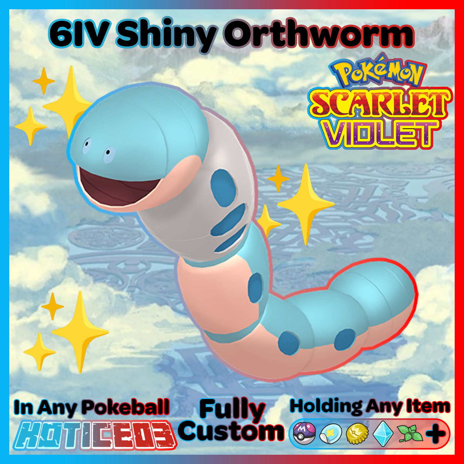 ORTHWORM ✨ SHINY ✨/Non-Shiny 6IV Pokemon SCARLET and VIOLET Battle Ready VGC EVs