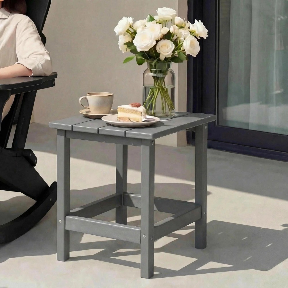 Adirondack Outdoor Side Table,Backyard Bedroom Small HDPE End Table All Weather
