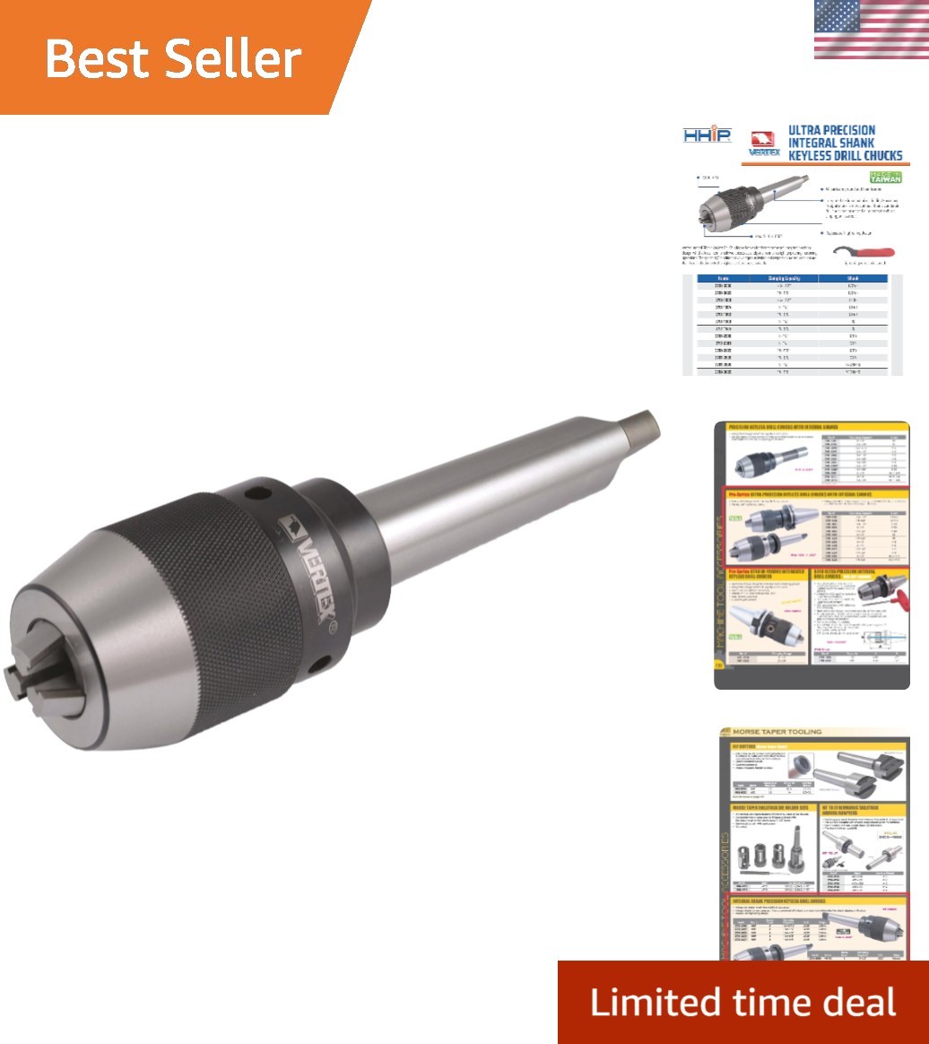 Vertex 0-1/2 Inch MT3 Integrated Keyless Drill Chuck