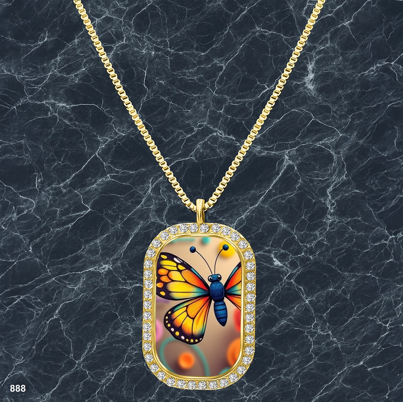 New Colorful Butterfly Pendant Necklace Image Design Lovely Gold Tone Rare