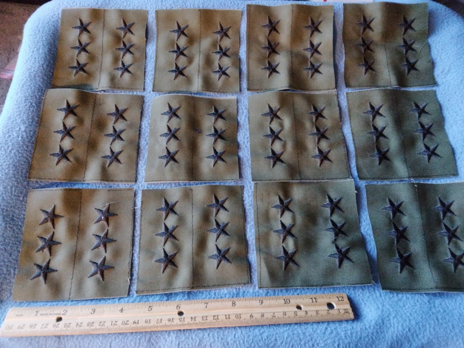 LOT OF 12 PAIRS - U.S. ARMY 3 STAR GENERAL Badge Sew-On PATCHES - NEW