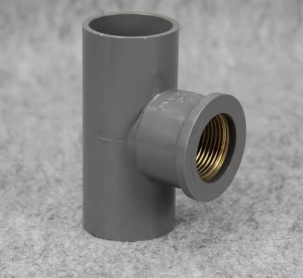 PVC Water Pipe Fittings Plastic T-shape Pipe copper Internal Thread Grey