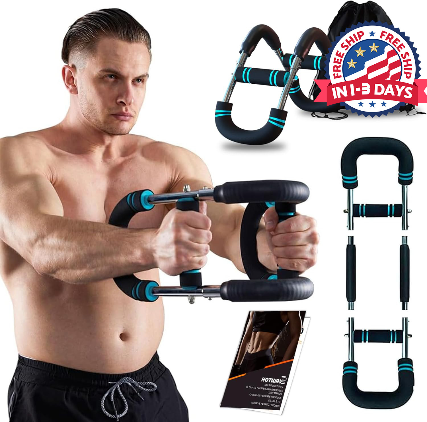 Ejercitador de brazos Twister, barra de entrenamiento con resorte ajustable