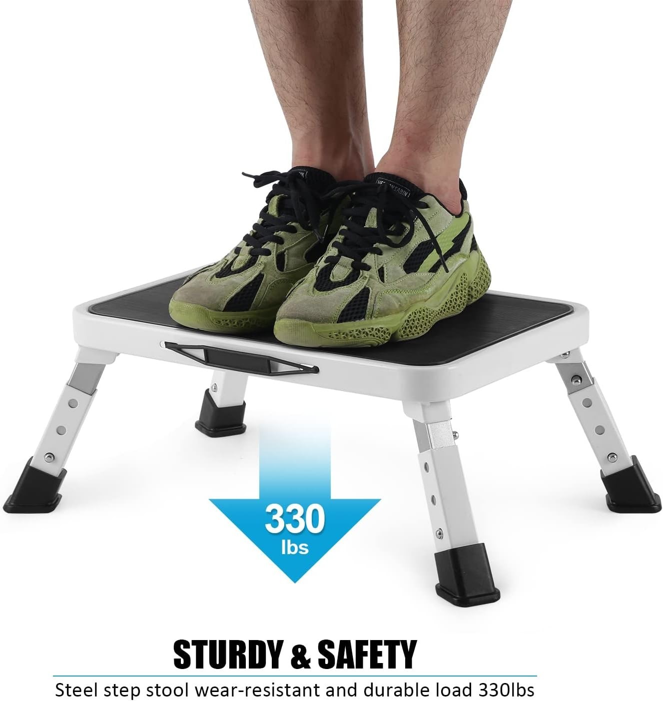 Folding Step Stool, Height-Adjustable Step Stool with Non-Slip Platform, Step...