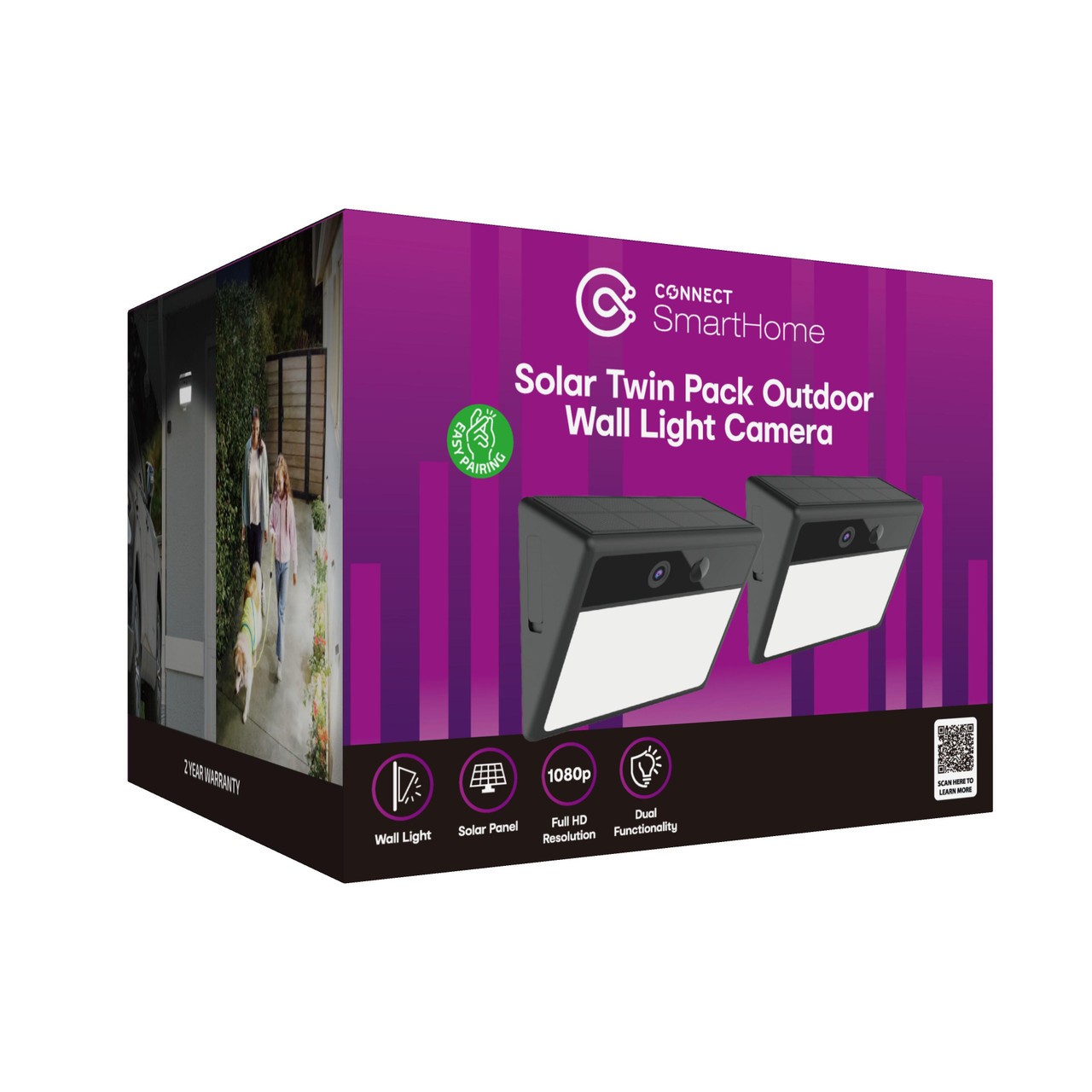 Laser Outdoor Wall Light Camera Twin Pack with Solar Power Security